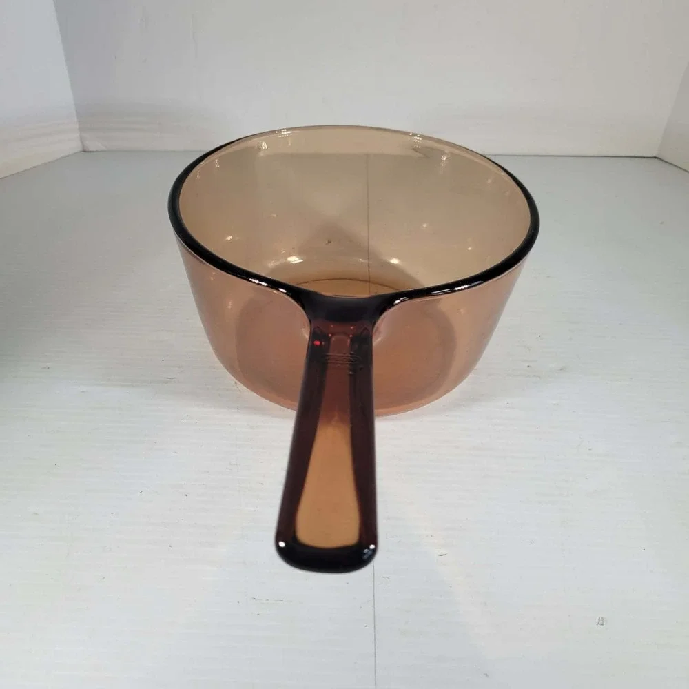Visions Corning Saucepan Pot 1.5L Amber NO LID Good Vintage Glass Cookware USA